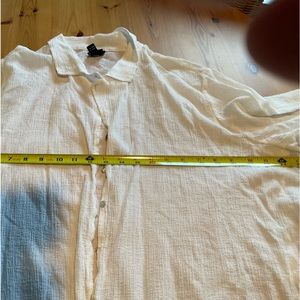 Eileen Fisher white gauze button down shirt
